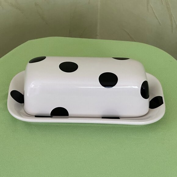 KATE SPADE DECO DOT COVERED BUTTER DISH:NWT DOTS - Picture 5 of 14